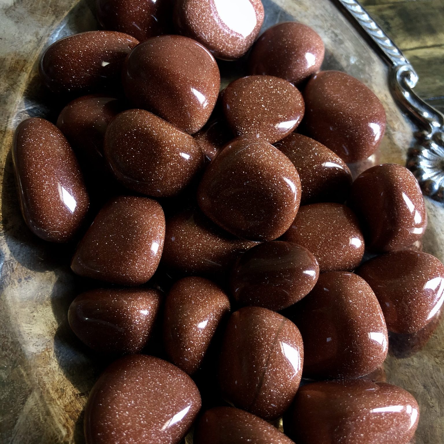 3 Polished Goldstone Stones. RitualCravt Denver, CO