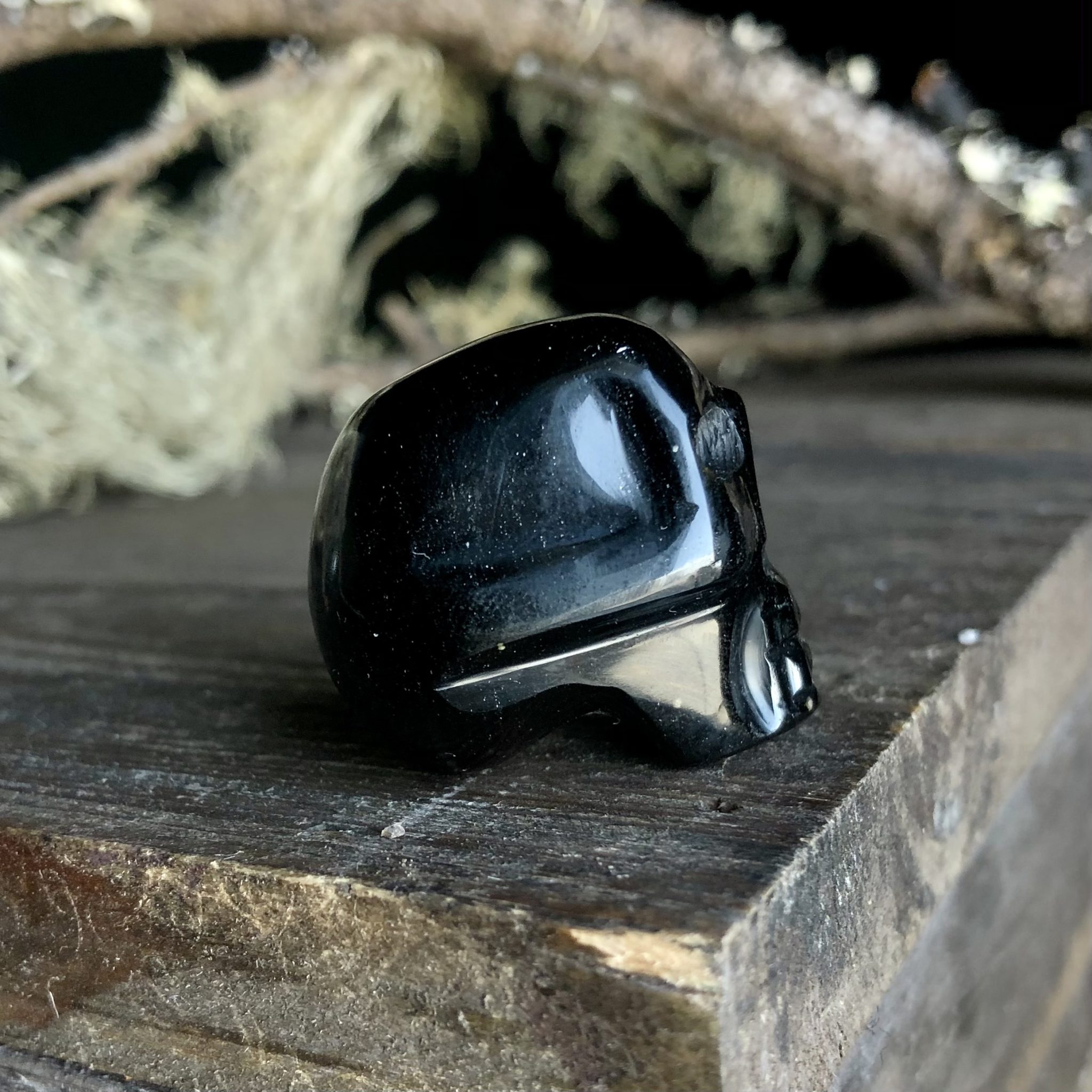 Obsidian clearance skull ring