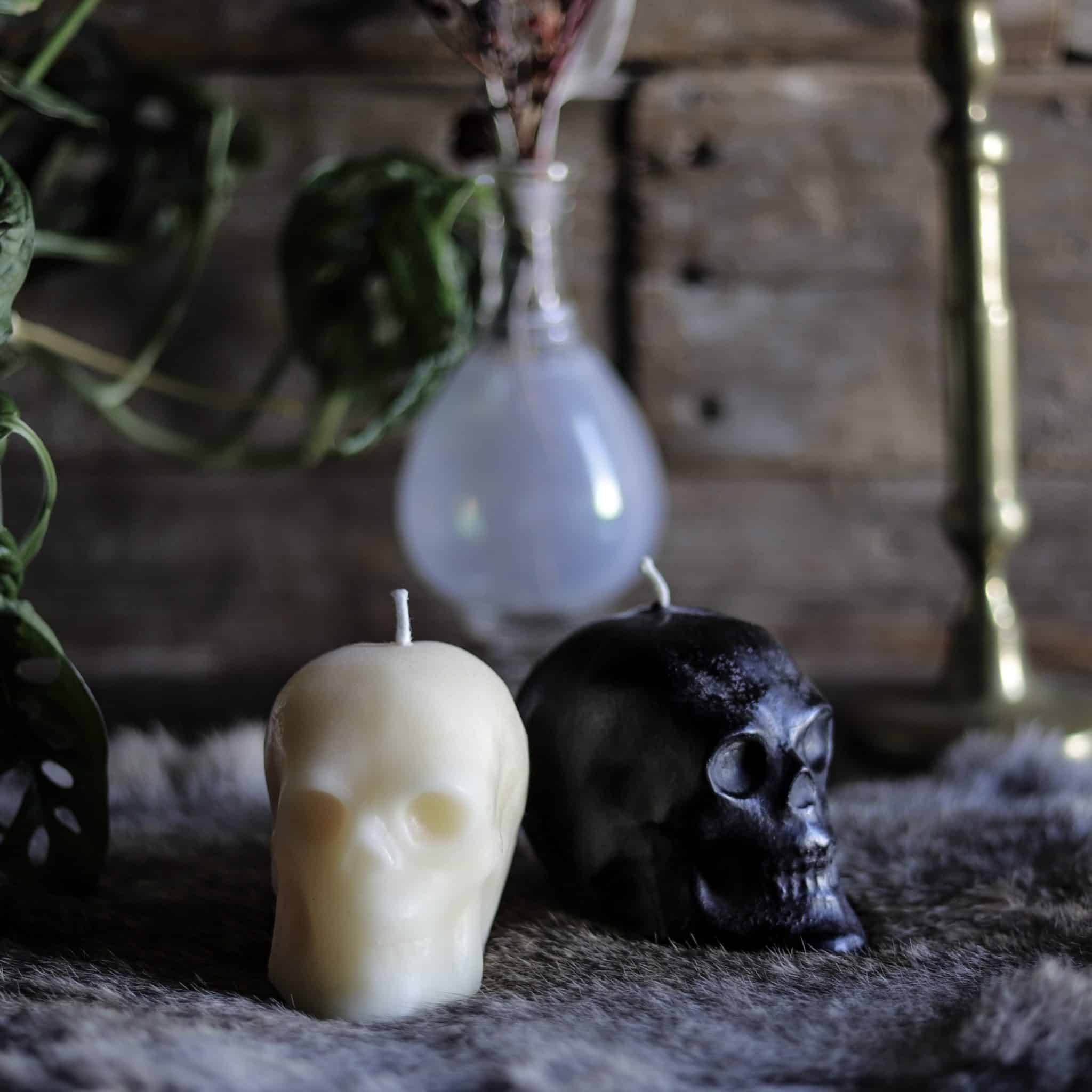 Large Beeswax Skull Candle. By Madame Pamita.